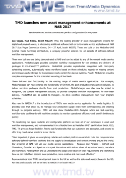 TMD launches new asset management enhancements at NAB 2017