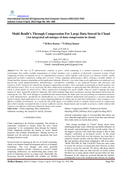 Multi Benfit`s Through Compression For Large Data Stored In Cloud