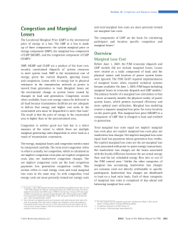 Congestion and Marginal Losses