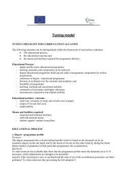 Tuning model TUNING CHECKLIST FOR CURRICULUM