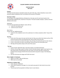 CALGARY WOMEN`S SOCCER ASSOCIATION FAIR PLAY POLICY