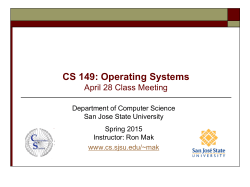 CS 149: Operating Systems - Department of Computer Science