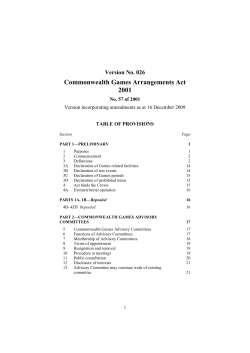 Commonwealth Games Arrangements Act 2001