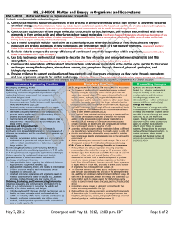 HS.LS-MEOE Matter and Energy in Organisms and Ecosystems May