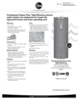 Professional Classic Plus&trade; High Efficiency electric water heaters