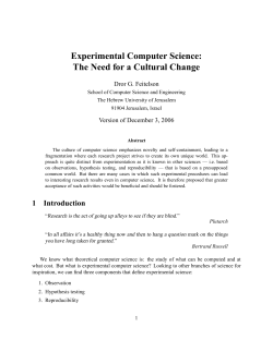 Experimental Computer Science: The Need for a Cultural Change