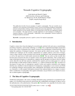 Towards Cognitive Cryptography - Innovative Information Science