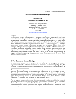 1 Mind and Language, forthcoming Physicalism and Phenomenal