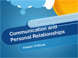 Communication and Personal Relationships