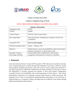 Farmer to Farmer East Africa Volunteer Assignment Scope of Work