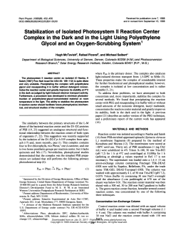 Stabilization of Isolated Photosystem 11 Reaction Center Complex