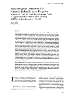 Meauring the Outcomes of a National Rehabilitation Program