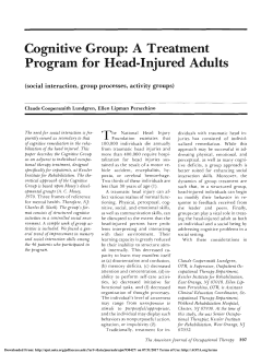 Cognitive Group - American Journal of Occupational Therapy