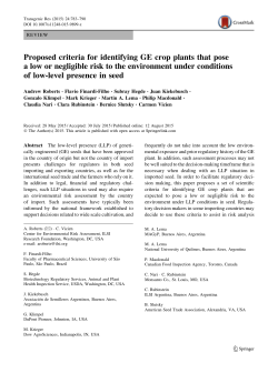 Proposed criteria for identifying GE crop plants that pose a low or
