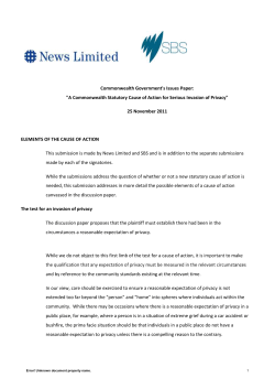 Commonwealth Government`s Issues Paper: "A Commonwealth