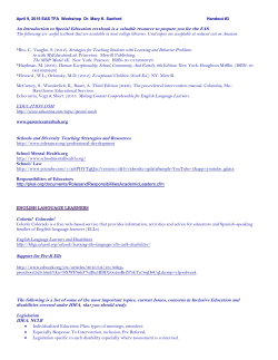 April 9, 2015 EAS TFA Workshop Dr. Mary K. Sanford Handout #3
