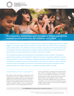 definitions and concepts to frame population mental health