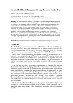 Outline paper submitted to the IWA World Water Congress