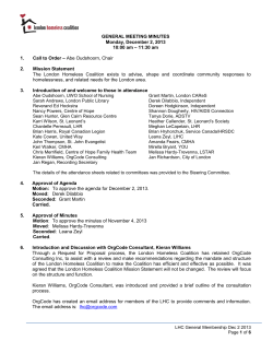 Dec 2 2013 LHC minutes - London Homeless Coalition