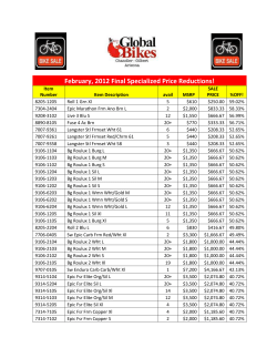 February, 2012 Final Specialized Price Reductions!