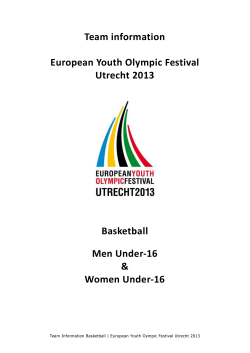 Team information European Youth Olympic Festival Utrecht 2013