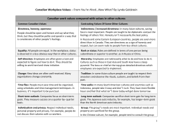 Canadian Workplace Values &ndash; From You`re Hired&hellip;Now What? By