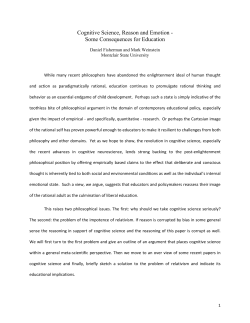 Cognitive Science, Reason and Emotion