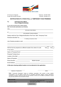 Notification of a Food Stall or Temporary Food Premises