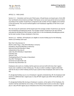 ARTICLE 11 - PAID LEAVES Section 11.1