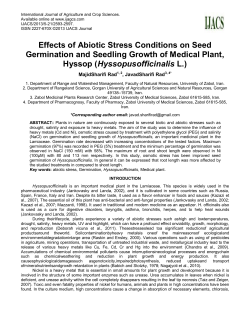 Effects of Abiotic Stress Conditions on Seed Germination and