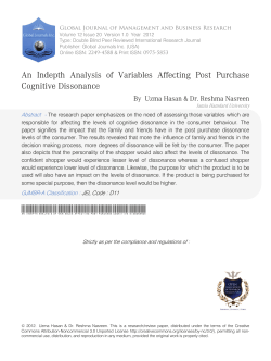 An Indepth Analysis of Variables Affecting Post Purchase Cognitive
