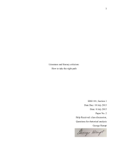 Literature and literary criticism: How to take the right path ERH 101