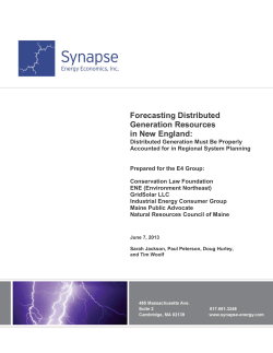 Forecasting Distributed Generation Resources in New England:
