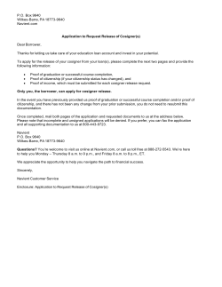 Application to Request Release of Cosigner