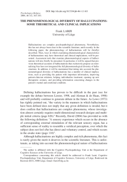 THE PHENOMENOLOGICAL DIVERSITY OF HALLUCINATIONS