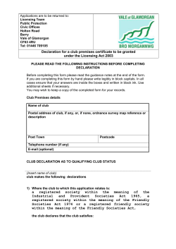Declaration for Qualifying Club Form