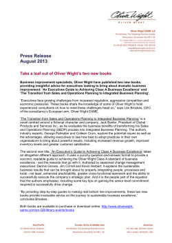 Take a leaf out of Oliver Wight`s two new books