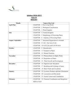Syllabus (2016-2017) Class XI BIOLOGY