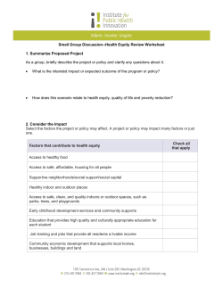 Small Group Discussion--Health Equity Review Worksheet 1