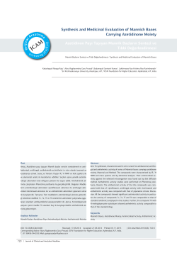 Synthesis and Medicinal Evaluation of Mannich Bases Carrying