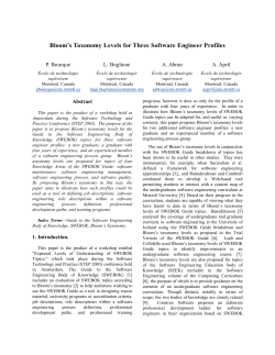 Bloom`s Taxonomy Levels for Three Software Engineer