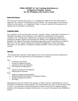 FINAL REPORT of the Training-Workshop on Indigenous Peoples
