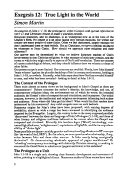 Exegesis 12: True Light in the World