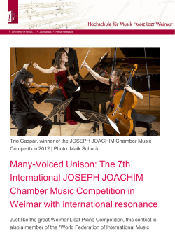Many-Voiced Unison: The 7th International JOSEPH JOACHIM