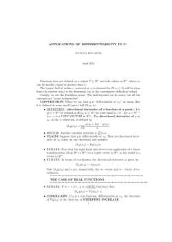 APPLICATIONS OF DIFFERENTIABILITY IN Rn. Functions here are