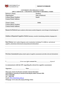 UNIVERSITY PSYCHOLOGY CLINIC ADULT SERVICES