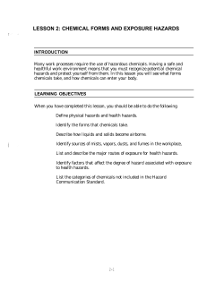 lesson 2: chemical forms and exposure hazards
