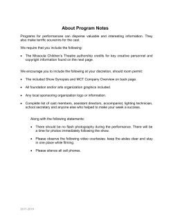 program notes - Missoula Children`s Theatre