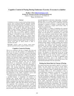 Cognitive Control of Pacing During Endurance Exercise