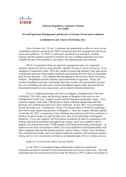 Telecom Regulatory Authority of India New Delhi Overall Spectrum